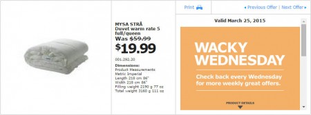 IKEA - Vancouver Wacky Wednesday Deal of the Day (Mar 25) C